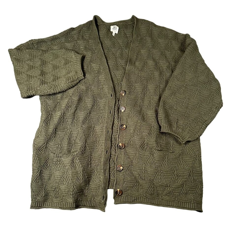 dRa‎ Los Angeles Womens Large Green V-Neck Button Front Oversized Cardigan